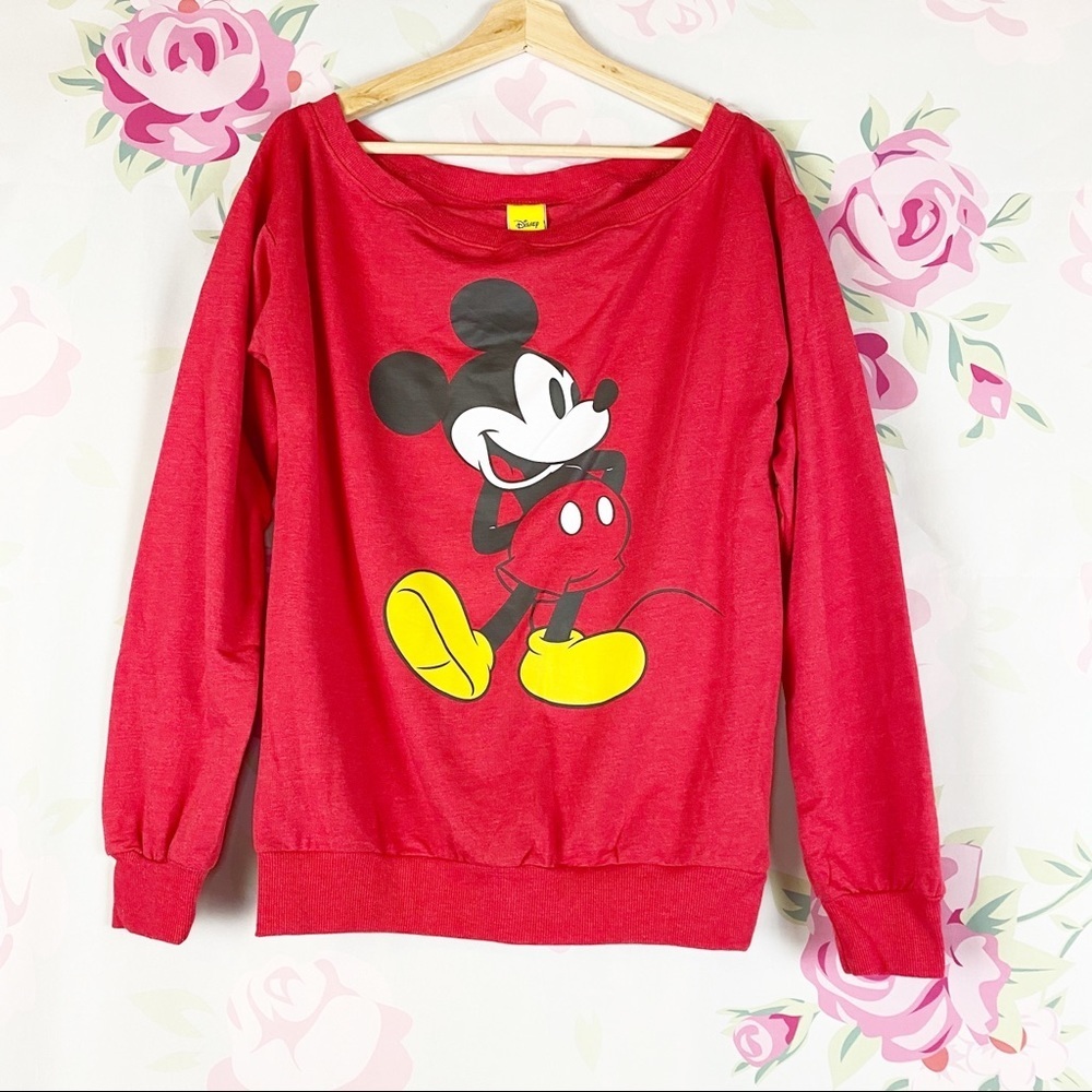 NEW Disney Red Mickey Mouse Pullover Sweater - Picture 1 of 8